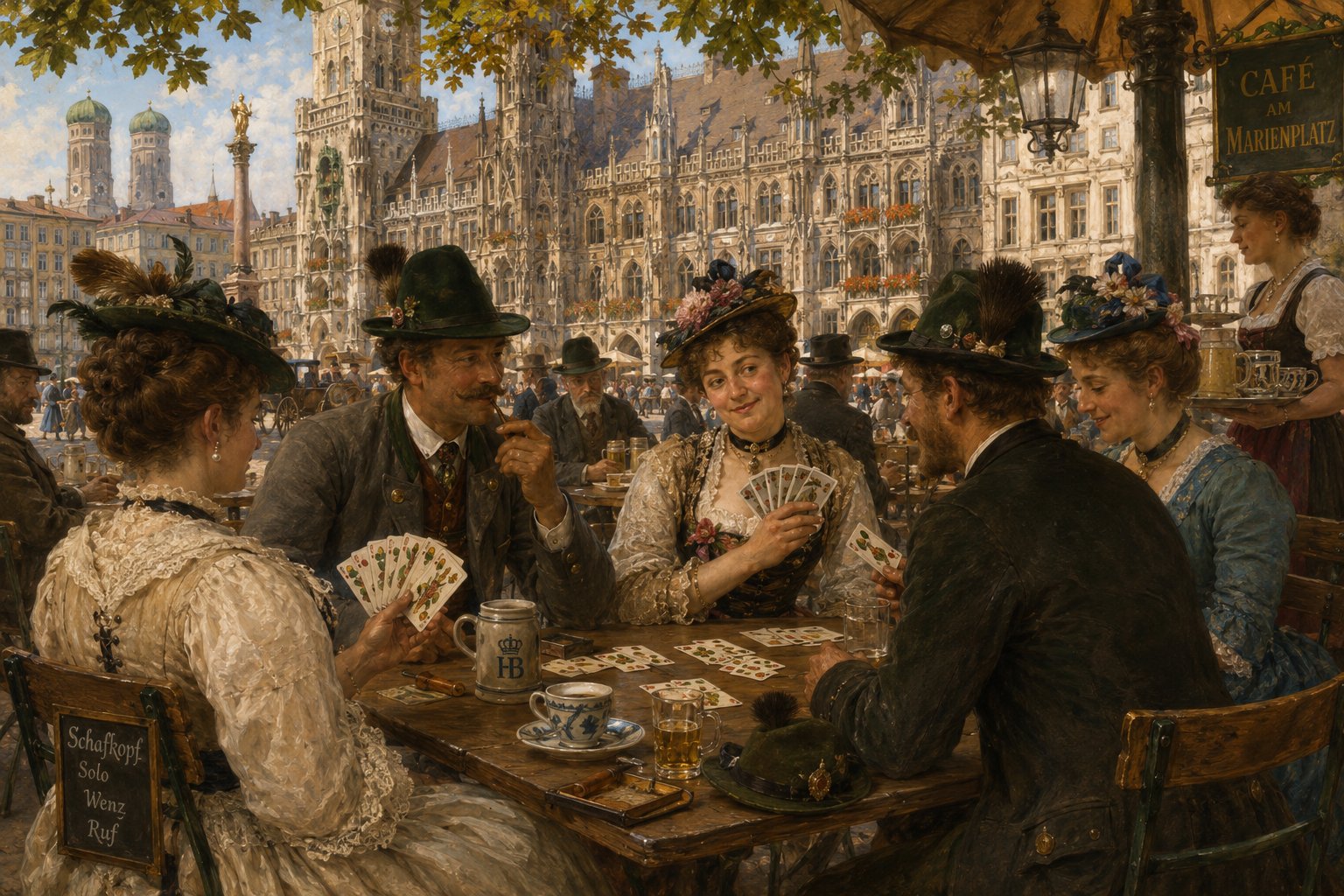 Schafkopfrunde im Café am Marienplatz